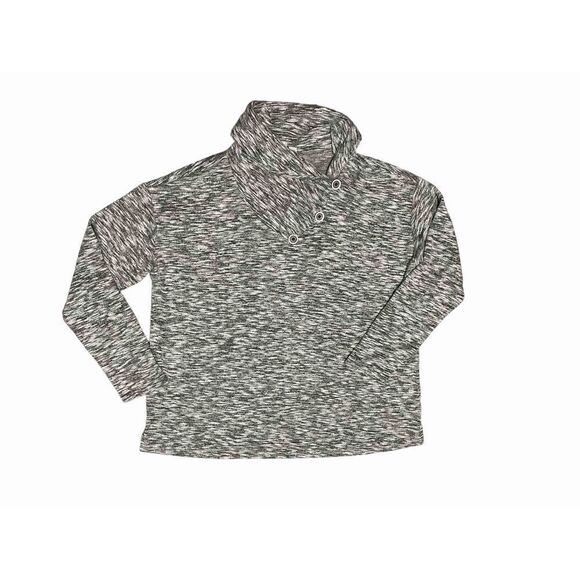 Est.‎ 1946 ASYMMETRICAL BUTTON COLLAR TUNIC KNIT TOP GRAY HEATHER - Picture 1 of 8